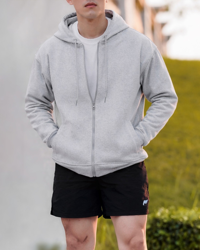 ÁO HOODIE CÓ KHÓA KÉO MÀU XÁM